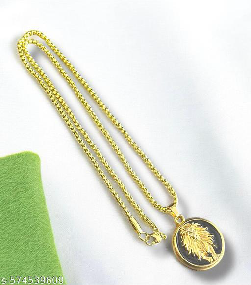 Name: Walking Lion Style Golden Necklace Pendant Chain | Western Necklace Chain | Men's Fashion Necklace Chain | Gift for Him |
Base Metal: Alloy
Plating: Gold Plated
Stone Type: No Stone
Sizing: Non-Adjustable
Type: Chain
Net Quantity (N): 1
Sizes:Free S