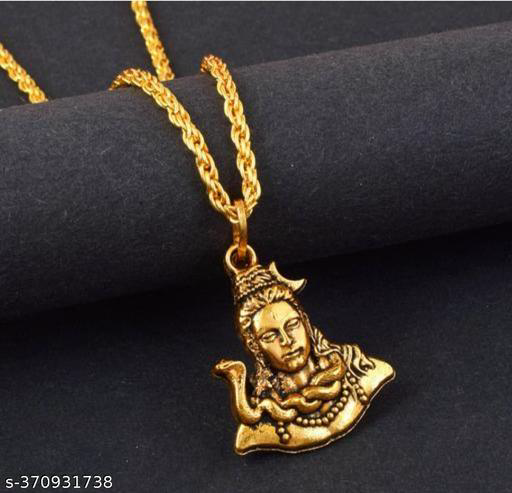 Name: Trending Stylish gold plated Religious shiv Mahadev Mahakal Shankar bholenath adiyogi locket pandent chain for boy/men and girl/women 
Base Metal: Brass
Plating: Gold Plated
Stone Type: Artificial Stones
Type: Pendant with Chain
Net Quantity (N): 1